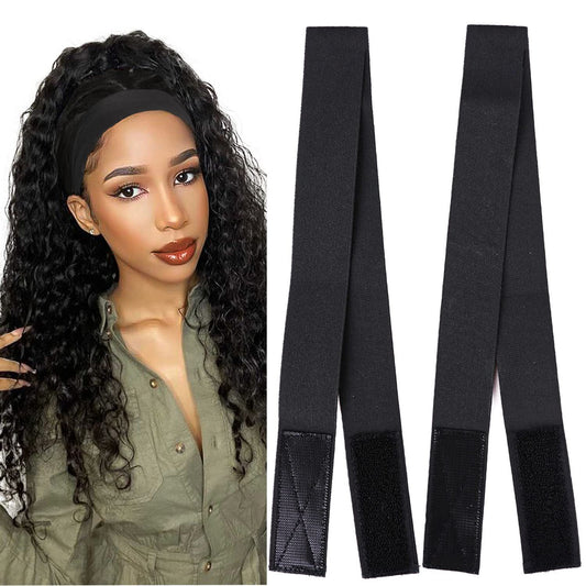 Black Knitted Velcro Adjustable Wig Elastic Band Beauty